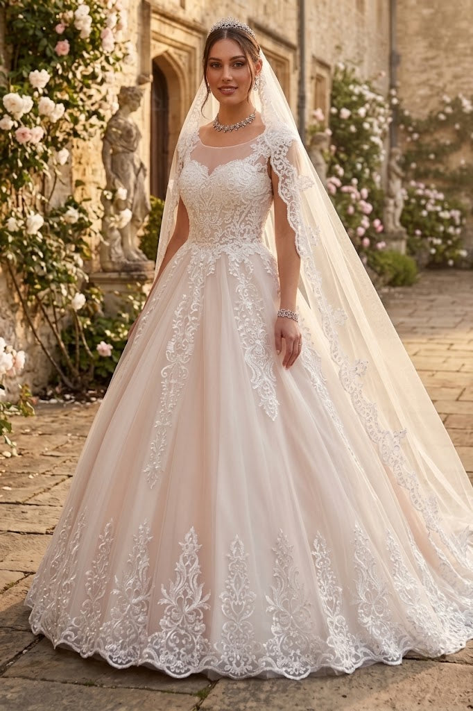 DeKlaire 479 Princess A-Line Wedding Ball Gown with Cap Sleeves