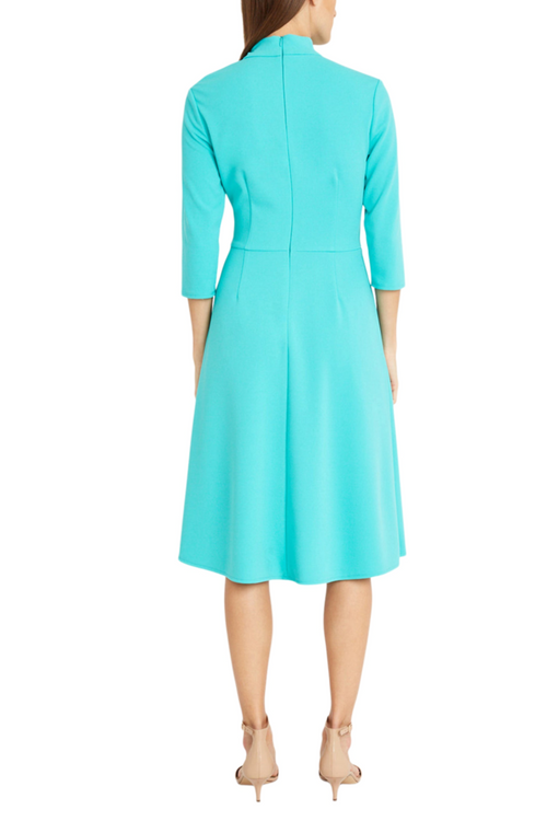 Ceramic Twisted Mock Neck 3/4 Sleeve Knee-Length A-Line Dress by Donna Morgan D7886M