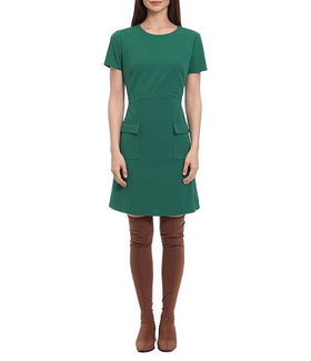 Evergreen Front Pocket Short Day Dress by Donna Morgan D8143M
