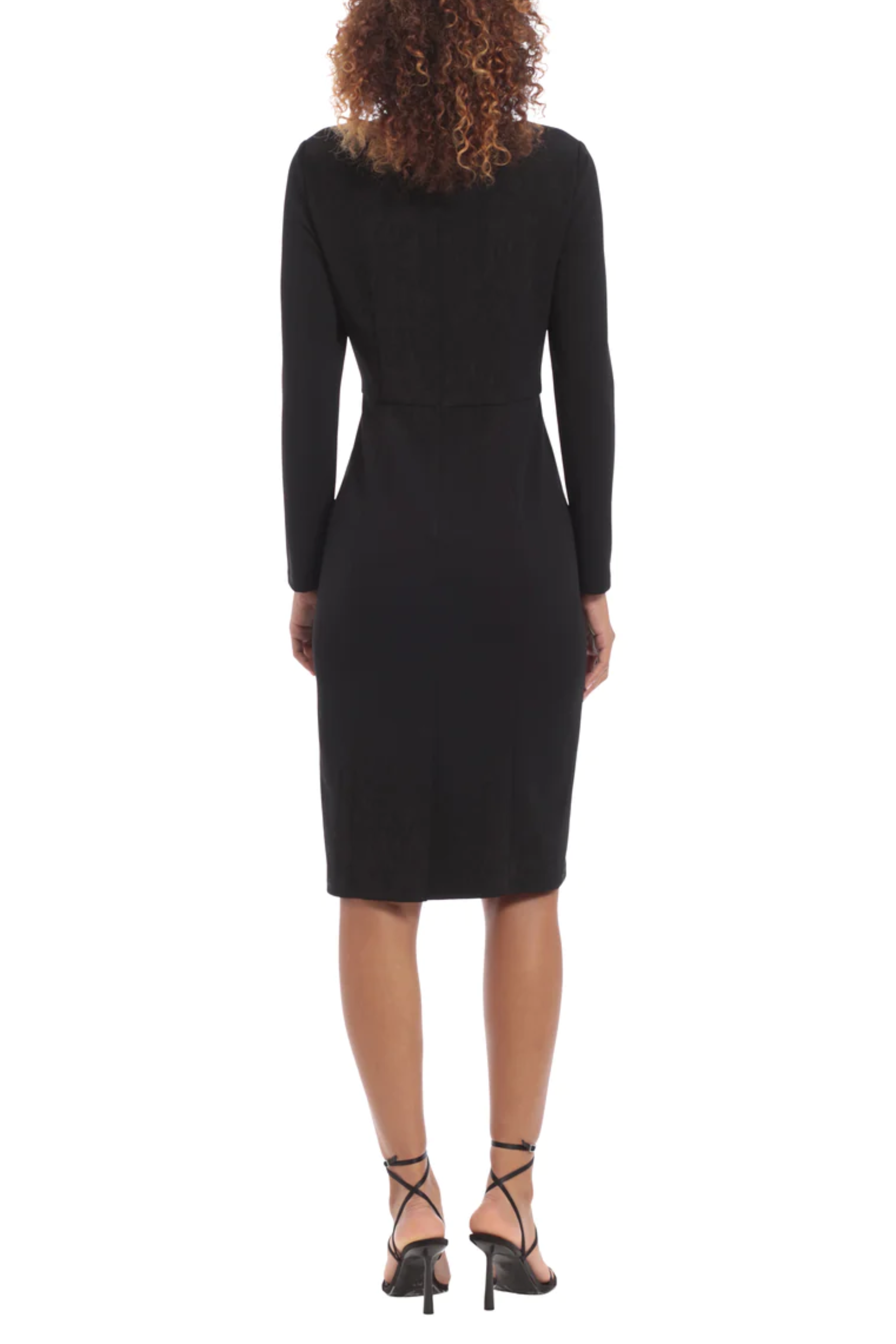 Black Scalloped Neckline Long Sleeve Dress by Donna Morgan D8218M