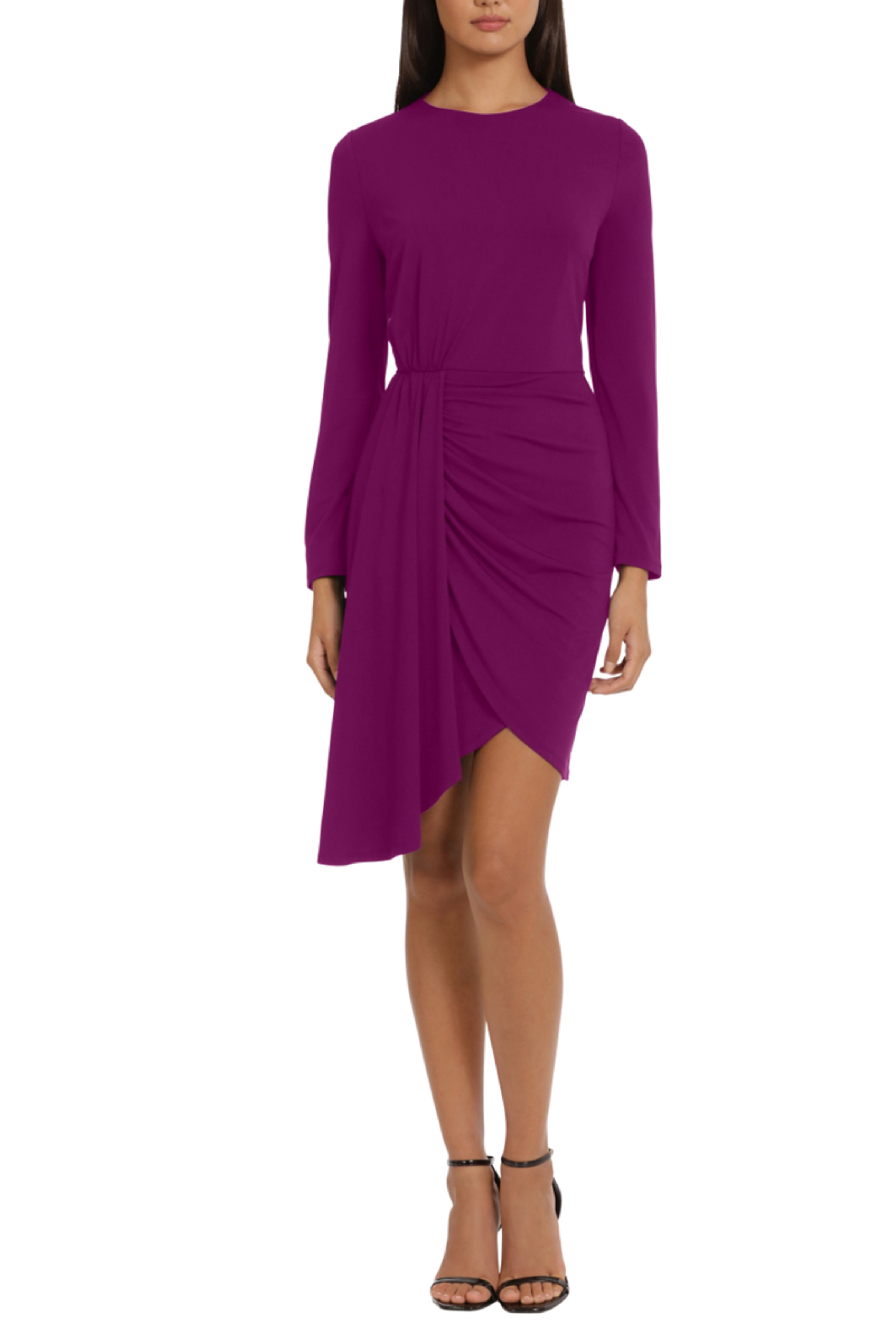 Donna Morgan Long Sleeve Draped & Ruched Dress Orchid / 14