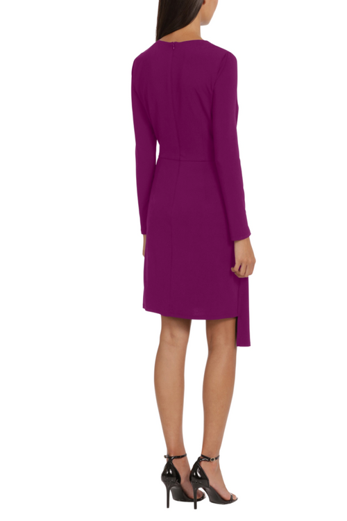 Orchid Long Sleeve Draped and Ruched Knee-Length Cocktail Dress by Donna Morgan D9287M
