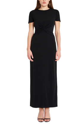 Black Short Sleeve Twisted-Knot Maxi Dress by Donna Morgan DT207M