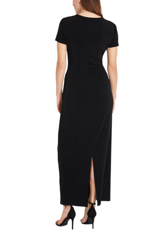 Black Short Sleeve Twisted-Knot Maxi Dress by Donna Morgan DT207M