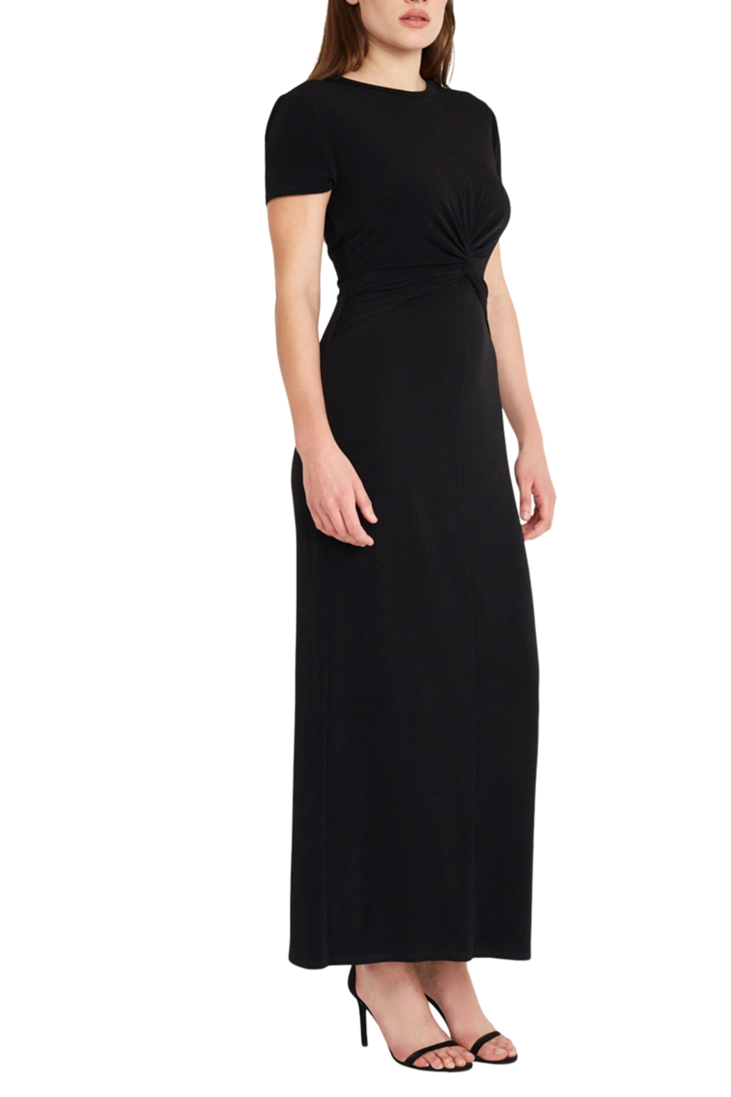 Black Short Sleeve Twisted-Knot Maxi Dress by Donna Morgan DT207M