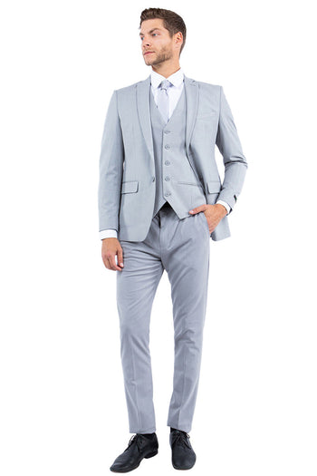 Men's Light Grey Vested Suit from Zegarie Suits