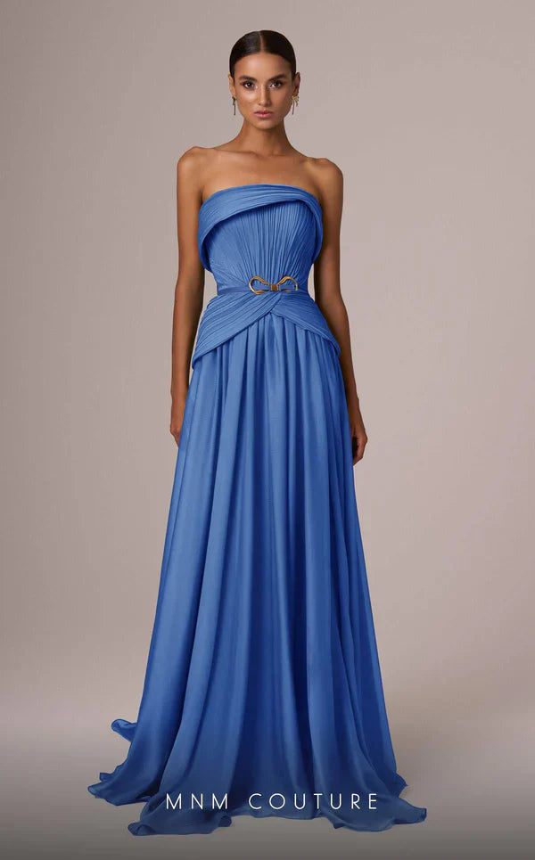 MNM Couture E0082 Beige Off-Shoulder Gown, Open Back