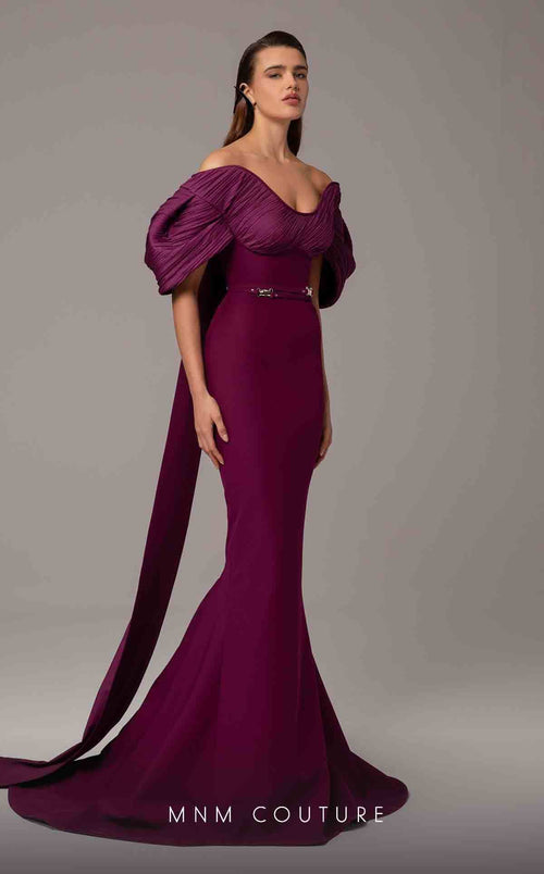 MNM Couture E0088 Off-Shoulder Mermaid Gown – Beige, Size 4