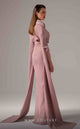 MNM Couture E0094 Cherry A-Line Gown with Cape & Slit