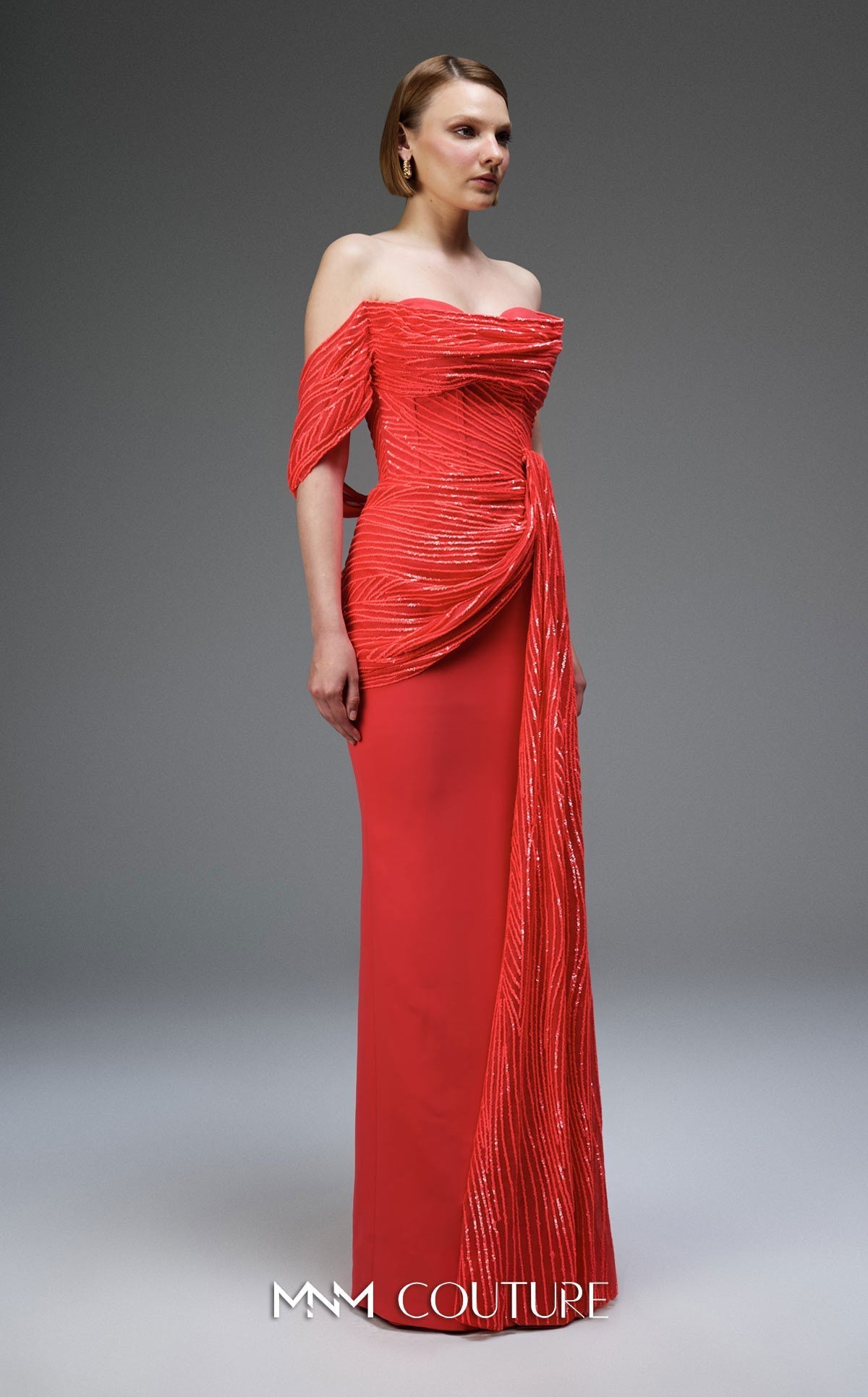 MNM Couture Blue Strapless Off-Shoulder Evening Gown – Size 4