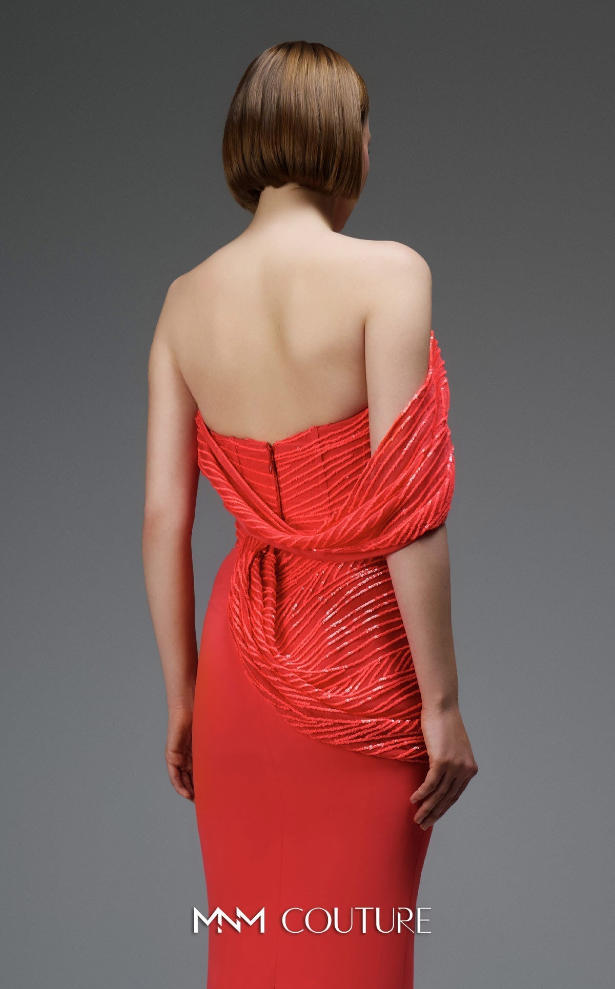 MNM Couture Blue Strapless Off-Shoulder Evening Gown – Size 4