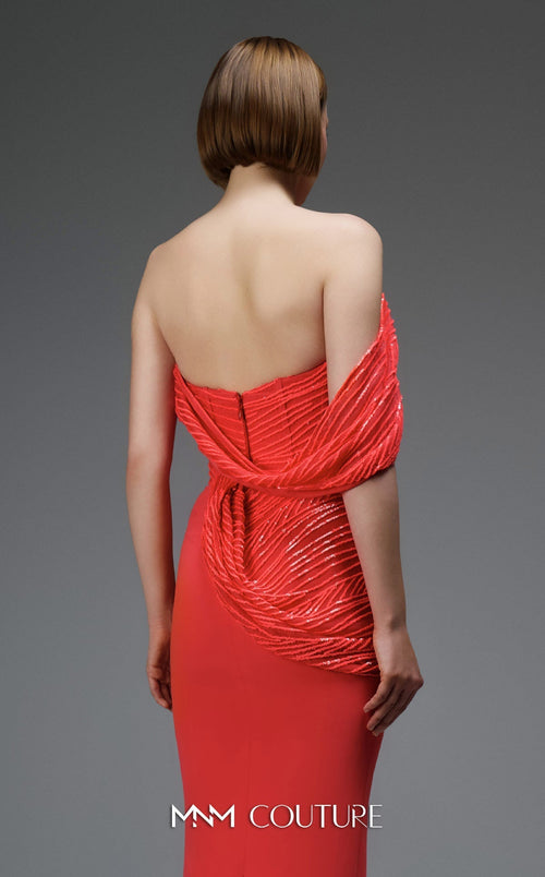 MNM Couture Blue Strapless Off-Shoulder Evening Gown – Size 4