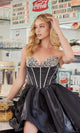 Vestido negro corto sin tirantes | Nox Anabel Hoco Estilo E101