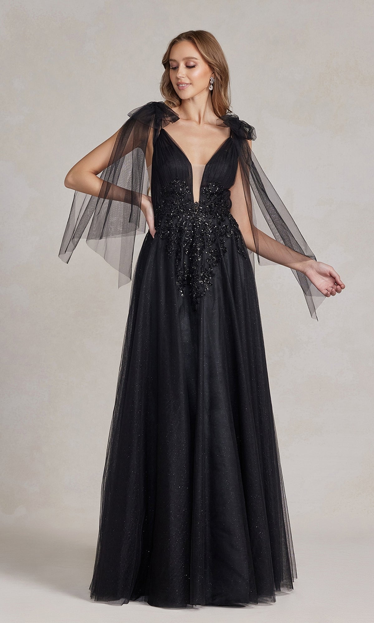 Vestido de fiesta largo negro E1075 de estilo gótico