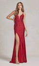 Elegante vestido de fiesta E1206 con flores y cuentas