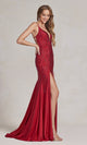 Elegante vestido de fiesta E1206 con flores y cuentas