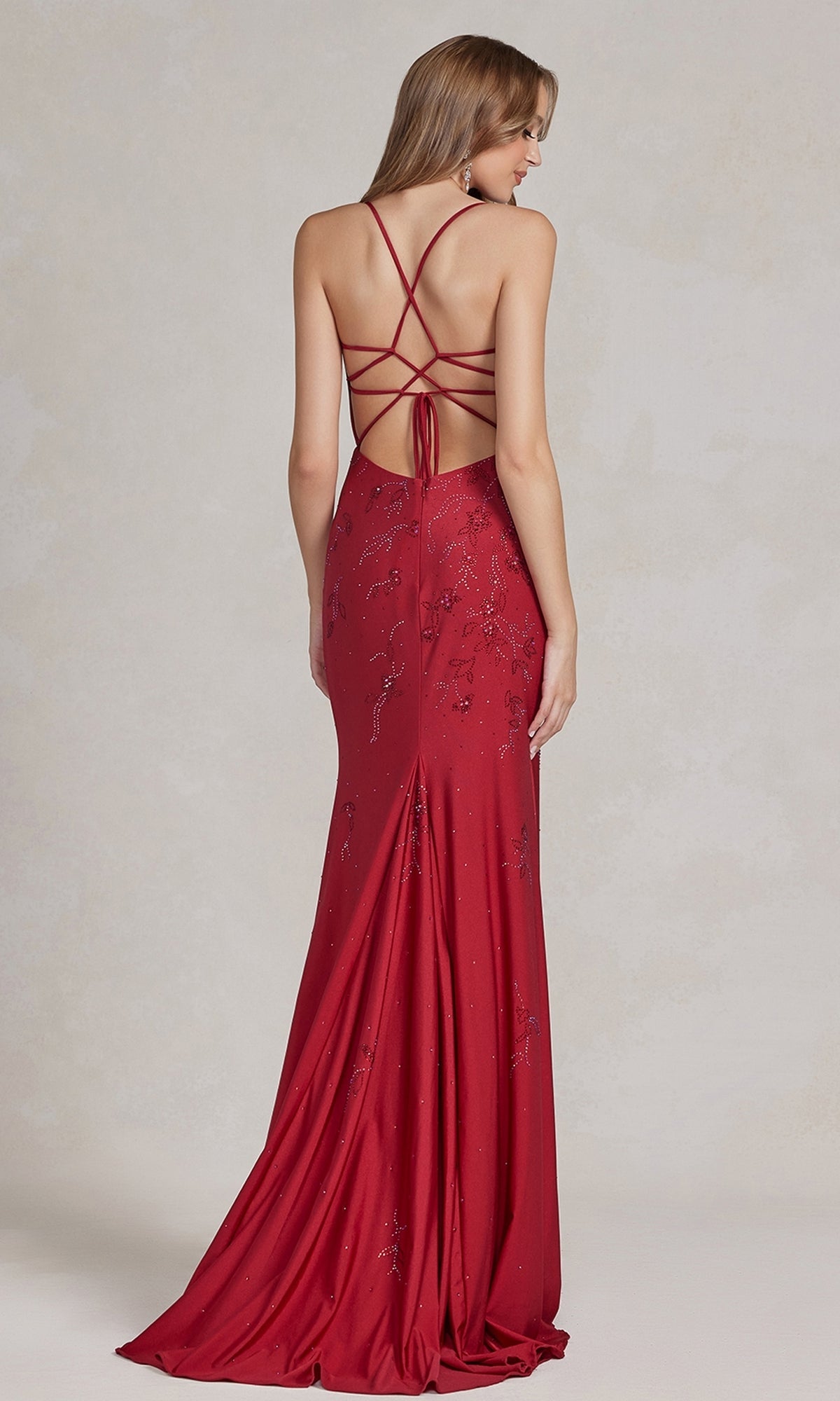 Elegant E1206 Prom Dress with Beaded Floral