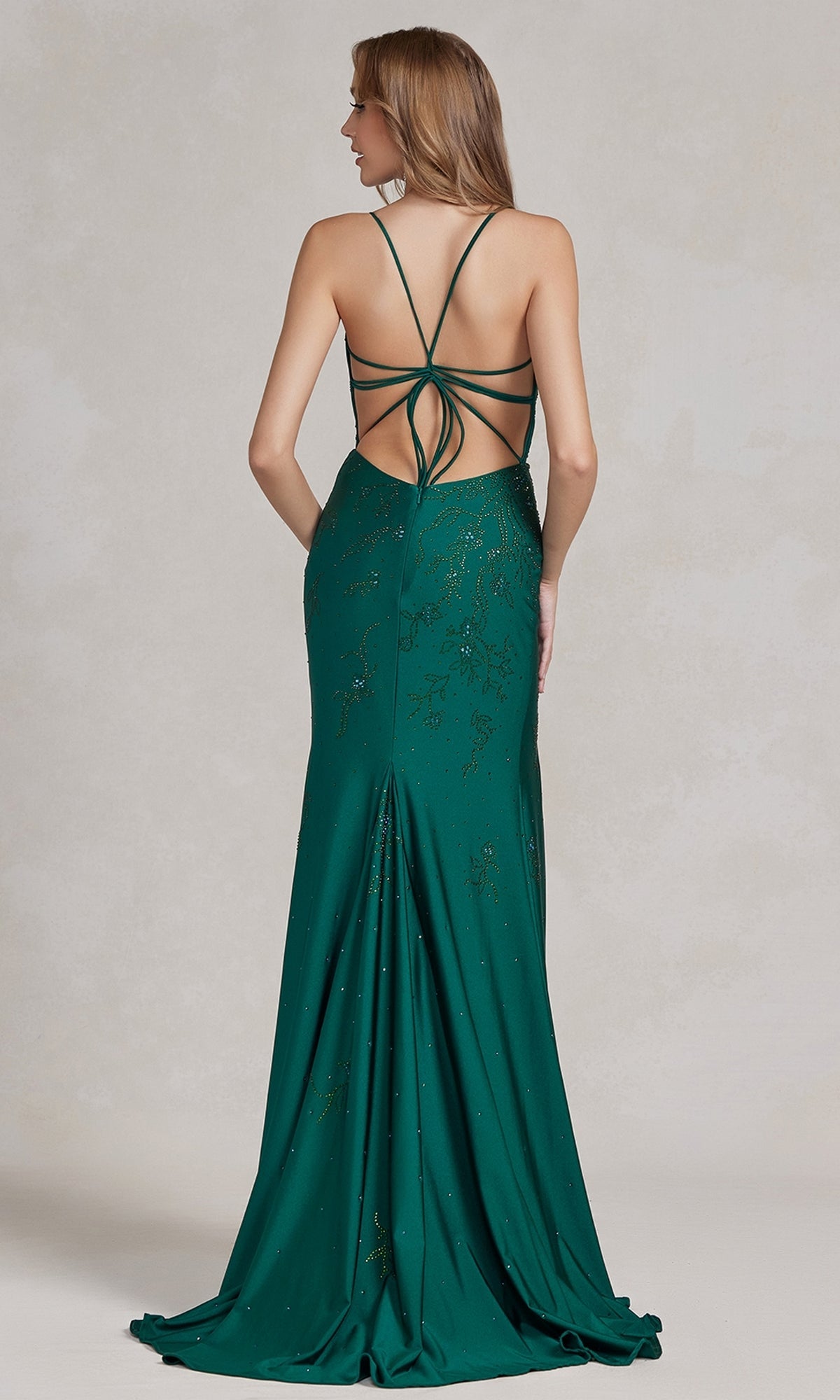 Elegant E1206 Prom Dress with Beaded Floral