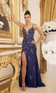 Elegant E1206 Prom Dress with Beaded Floral