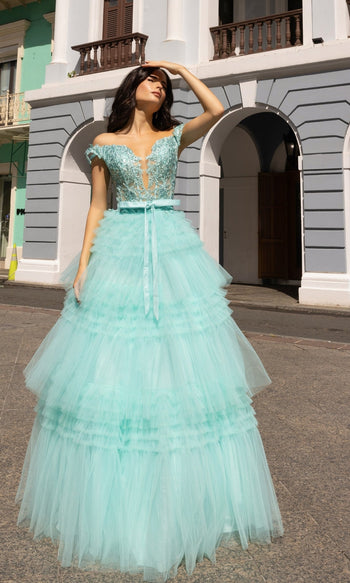 Nox Anabel E1293: Chic Designer Ruffled Prom Ball Gown