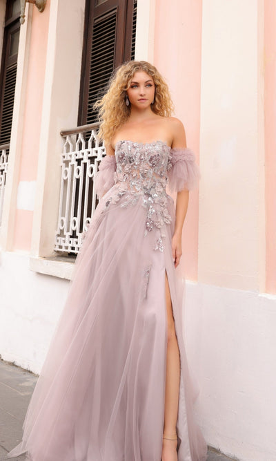 Nox Anabel E1453 Mocha Chic Strapless Long Prom Dress