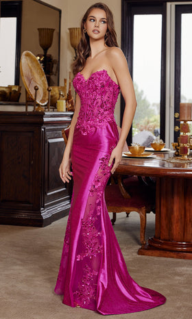 Nox Anabel E1894 Sweetheart Applique Fitted Long Evening Gown