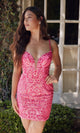 Vestido corto con purpurina y espalda de corsé E897