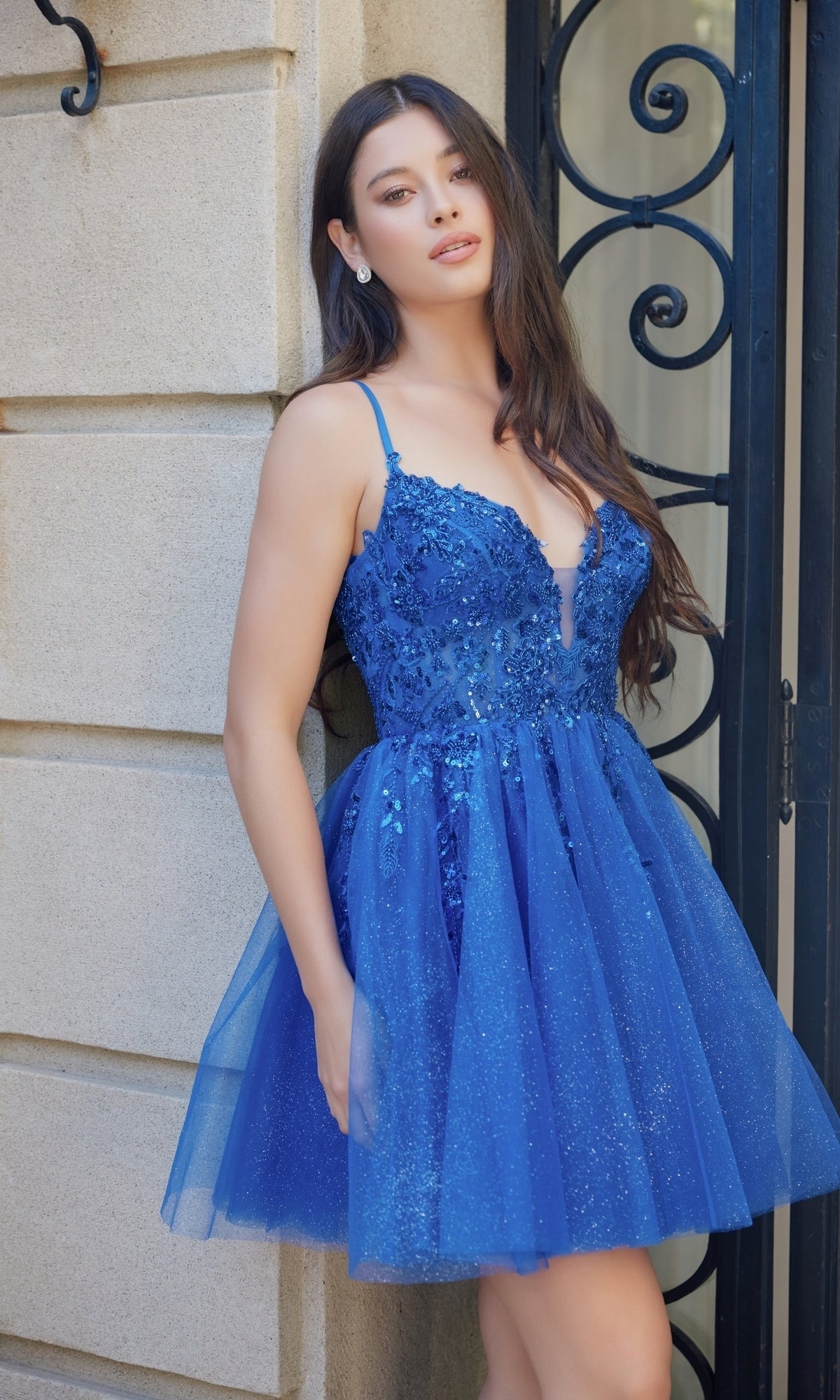 Nox Anabel E902 Elegant Glitter Tulle Dress for Hoco