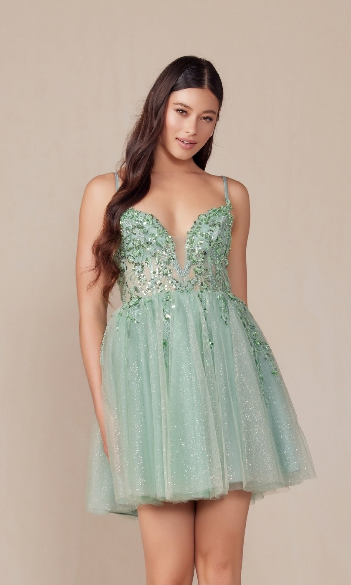 Nox Anabel E902 Elegant Glitter Tulle Dress for Hoco