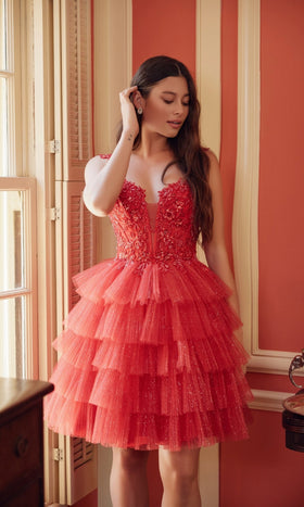 Nox Anabel E904 Glitter Babydoll Homecoming Dress