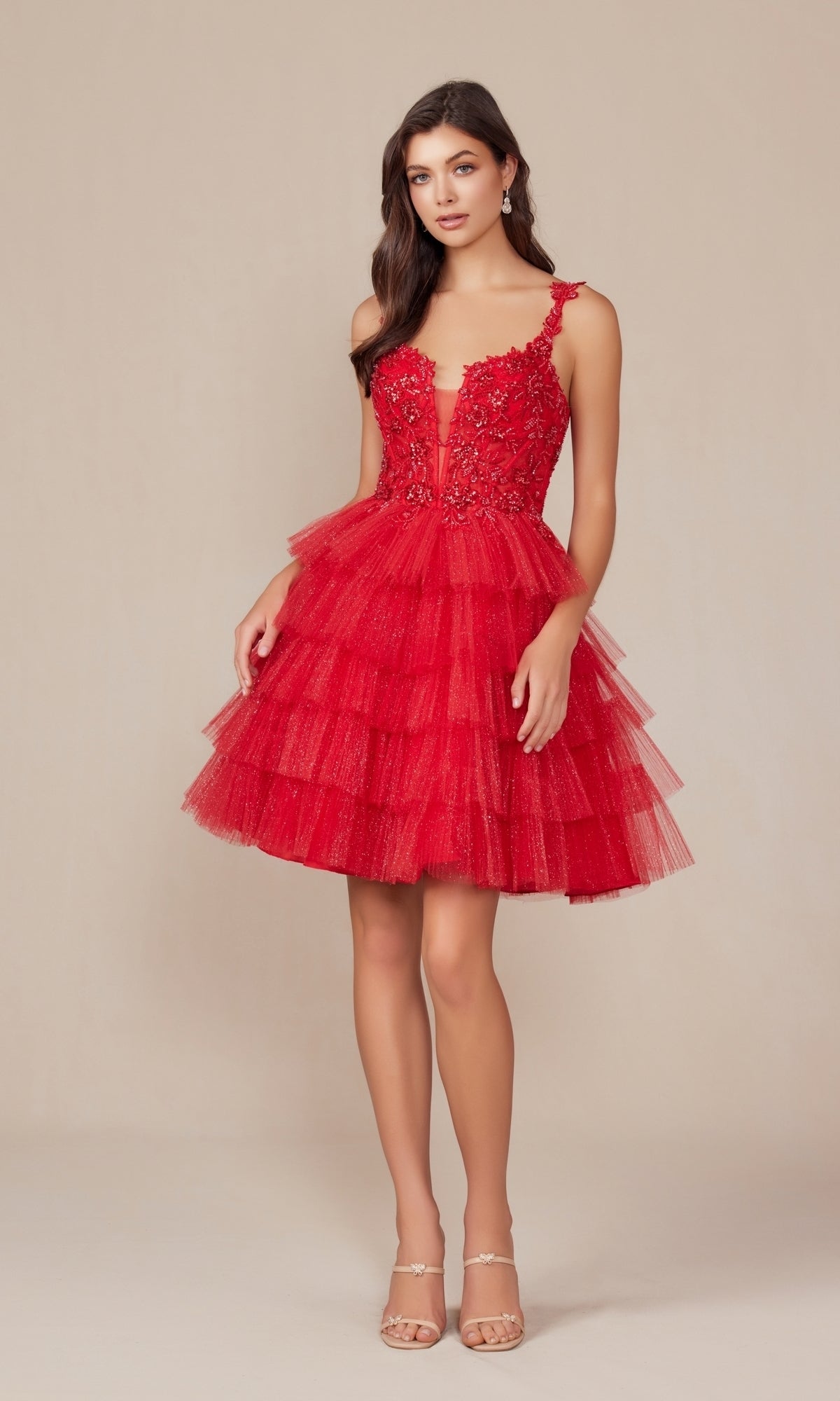 Nox Anabel E904 Glitter Babydoll Homecoming Dress