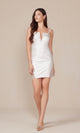 Elegante vestido blanco corto con cuentas plateadas para el regreso a casa E912W
