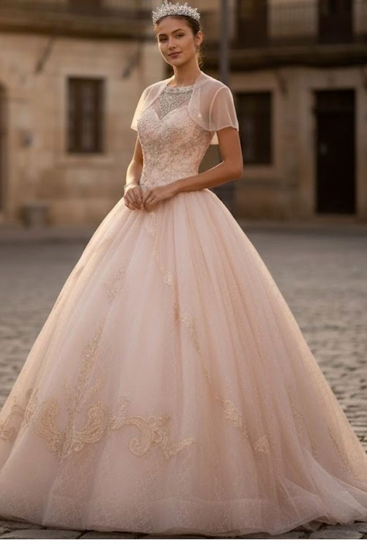 Illusion Sweetheart Glitter Ball Gown by Elizabeth K GL2600