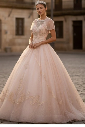 Illusion Sweetheart Glitter Ball Gown by Elizabeth K GL2600