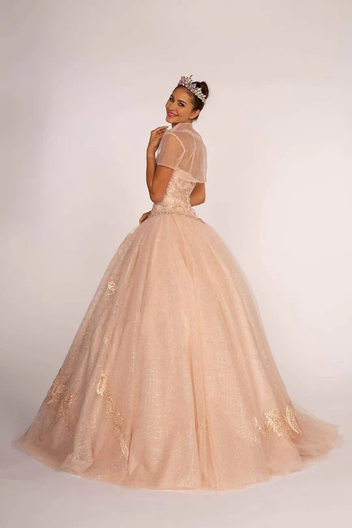 Illusion Sweetheart Glitter Ball Gown by Elizabeth K GL2600