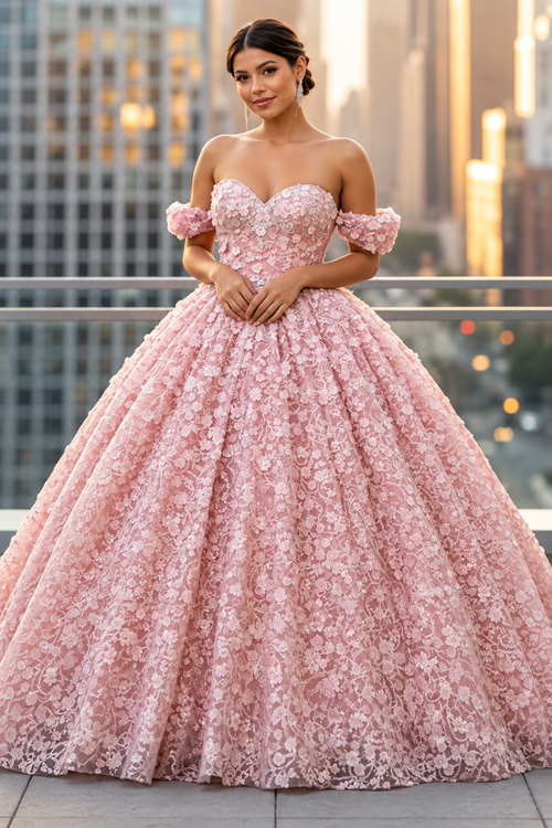 Pink & White Ball Gown by Elizabeth KGL3019