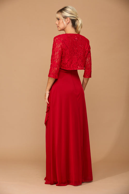 Eva USA 3094 Long Mother Of The Bride Lace Chiffon Jacket Dress