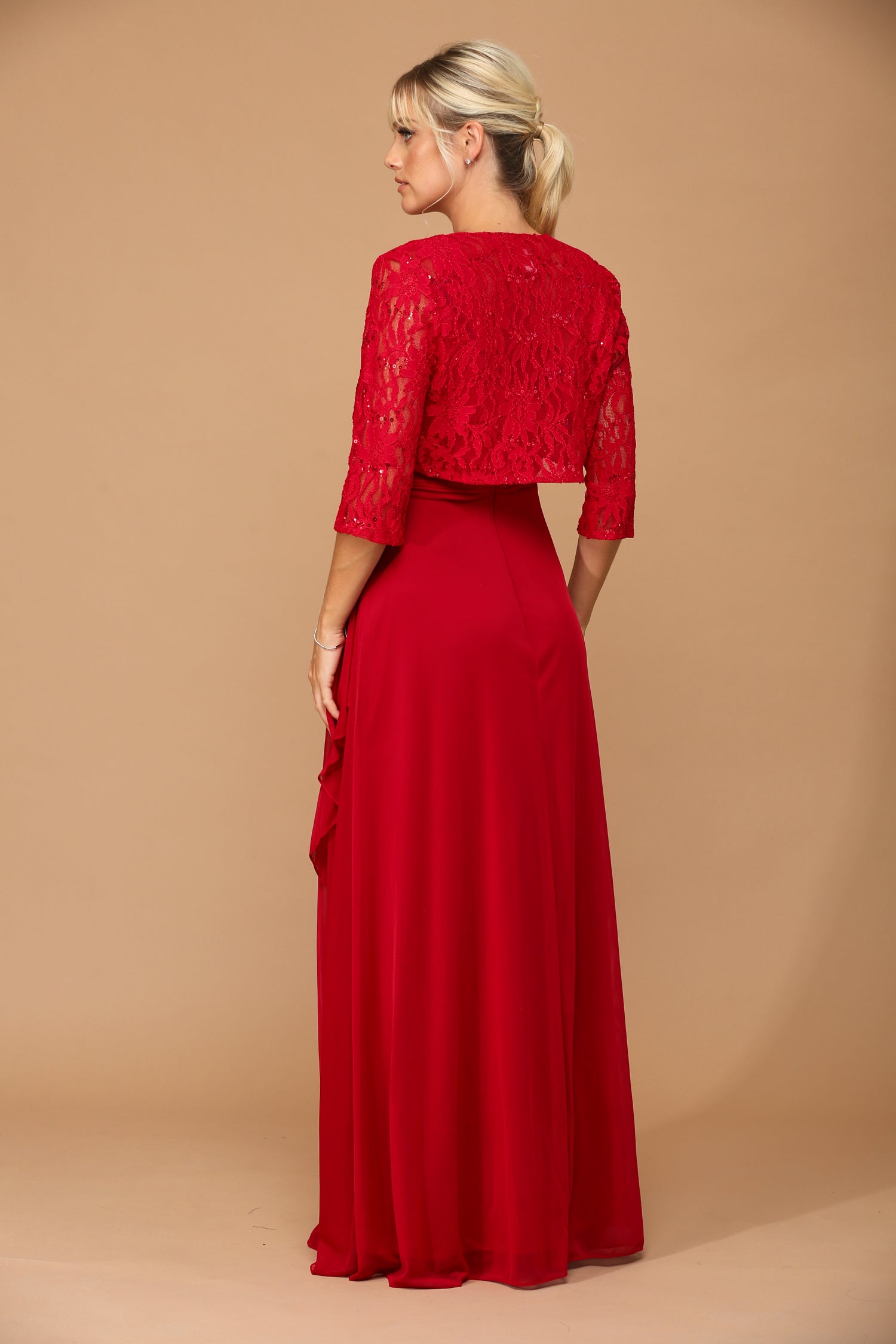 Clearance Royal Size XL Long Mother Of The Bride Lace Chiffon Jacket Dress By Eva USA 3094