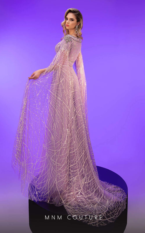 Fouad Sarkis Embellished Cape Sleeve Gown