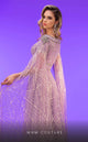 Fouad Sarkis Embellished Cape Sleeve Gown