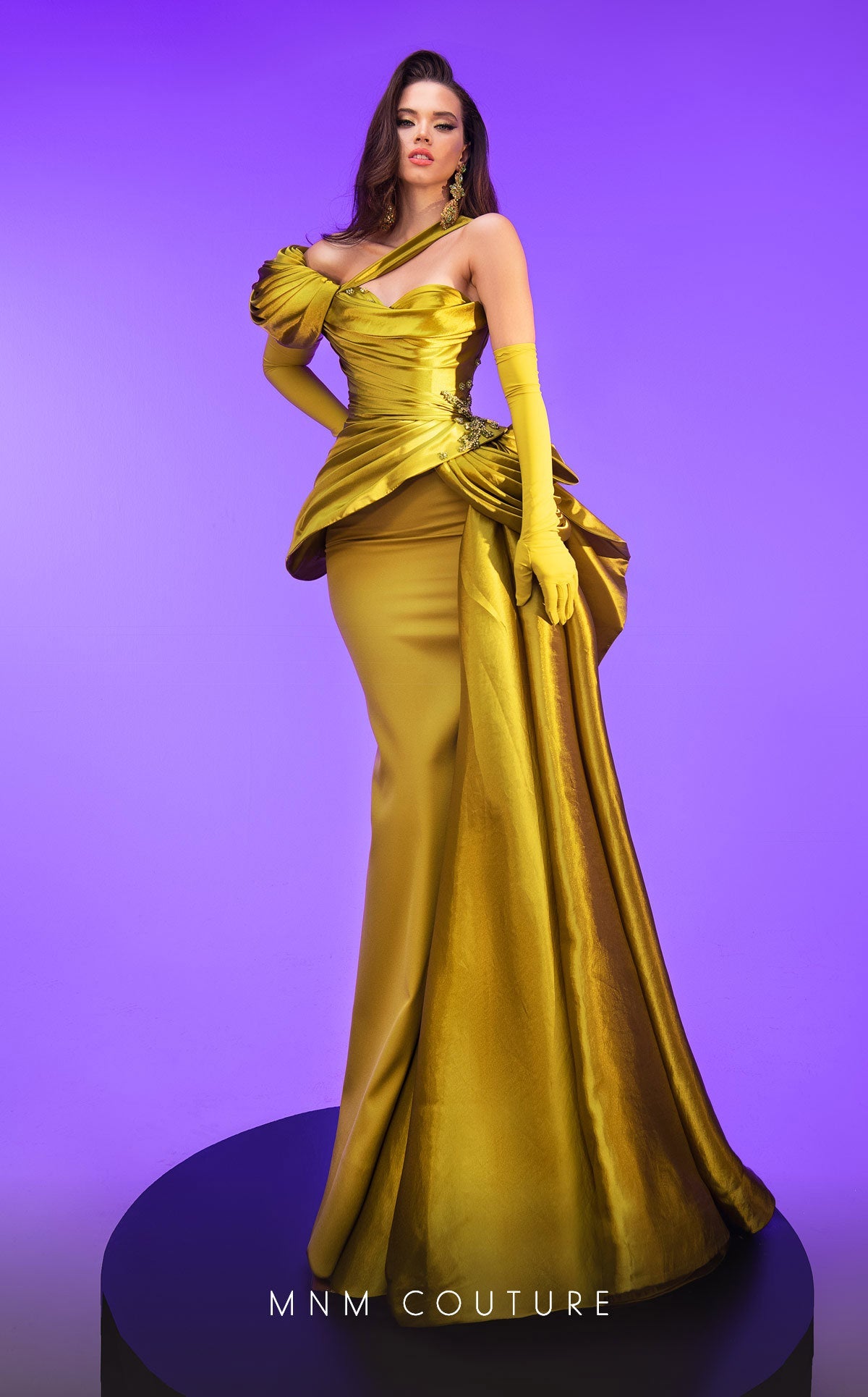 Fouad Sarkis F02810 Asymmetric Draped Gown