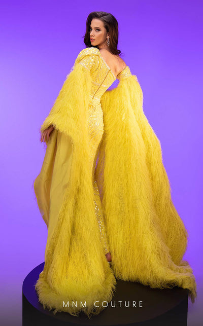 Fouad Sarkis Couture Feathered Evening Gown