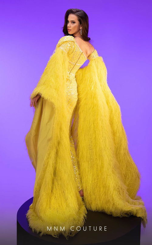 Fouad Sarkis Couture Feathered Evening Gown