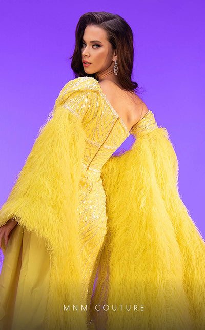 Fouad Sarkis Couture Feathered Evening Gown