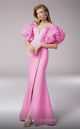 Fouad Sarkis F02824 Floral Sleeve Plunging Gown