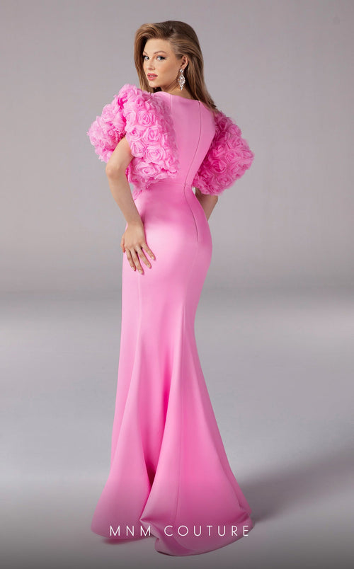 Fouad Sarkis F02824 Floral Sleeve Plunging Gown
