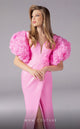 Fouad Sarkis F02824 Floral Sleeve Plunging Gown