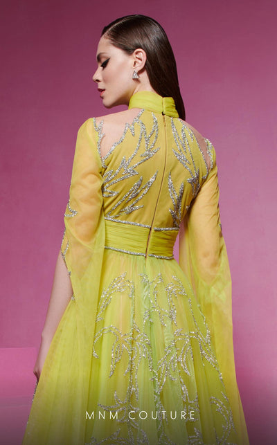 Fouad Sarkis F02844 Gold Embellished Evening Gown