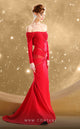 Fouad Sarkis F02848 Red Off-Shoulder Draped Mermaid Evening Gown
