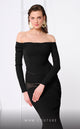 Fouad Sarkis F02848 Red Off-Shoulder Draped Mermaid Evening Gown